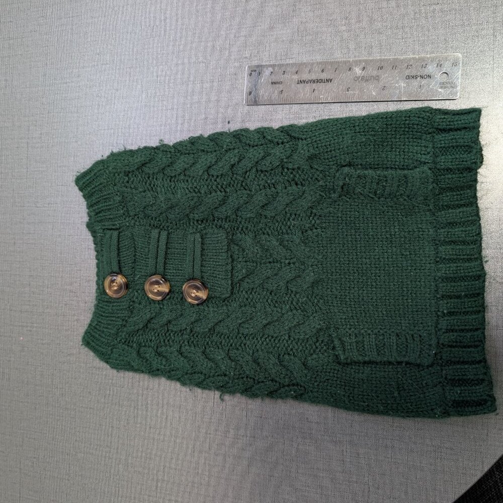 Boutique Cable-Knit Green Dog Sweater